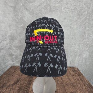 In-N-Out Burger Baseball Hat Cap Black Palm Tree Print Logo One Size Adjustable